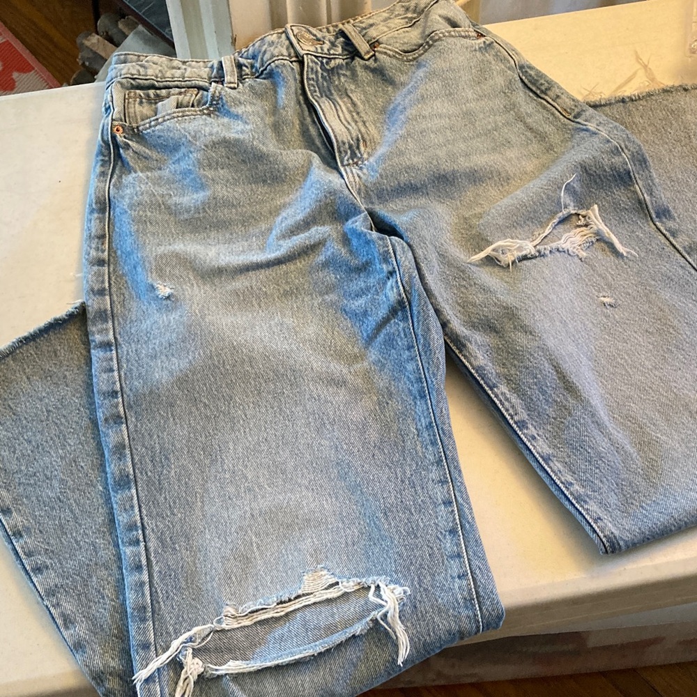 Garage Denim Blue Wide Leg Jeans - Picture 4 of 6